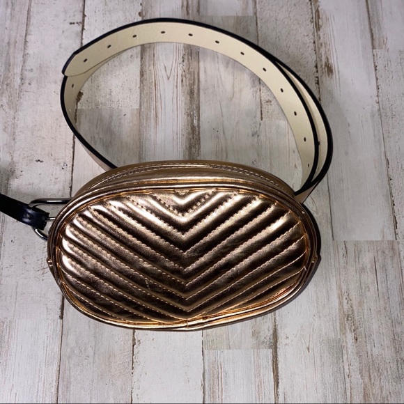 Rose Gold Quilted Fanny Pack Belt Bag - Picture 6 of 6